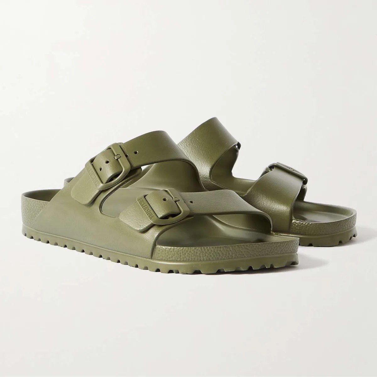 Birkenstock EVA sandal in green on grey background