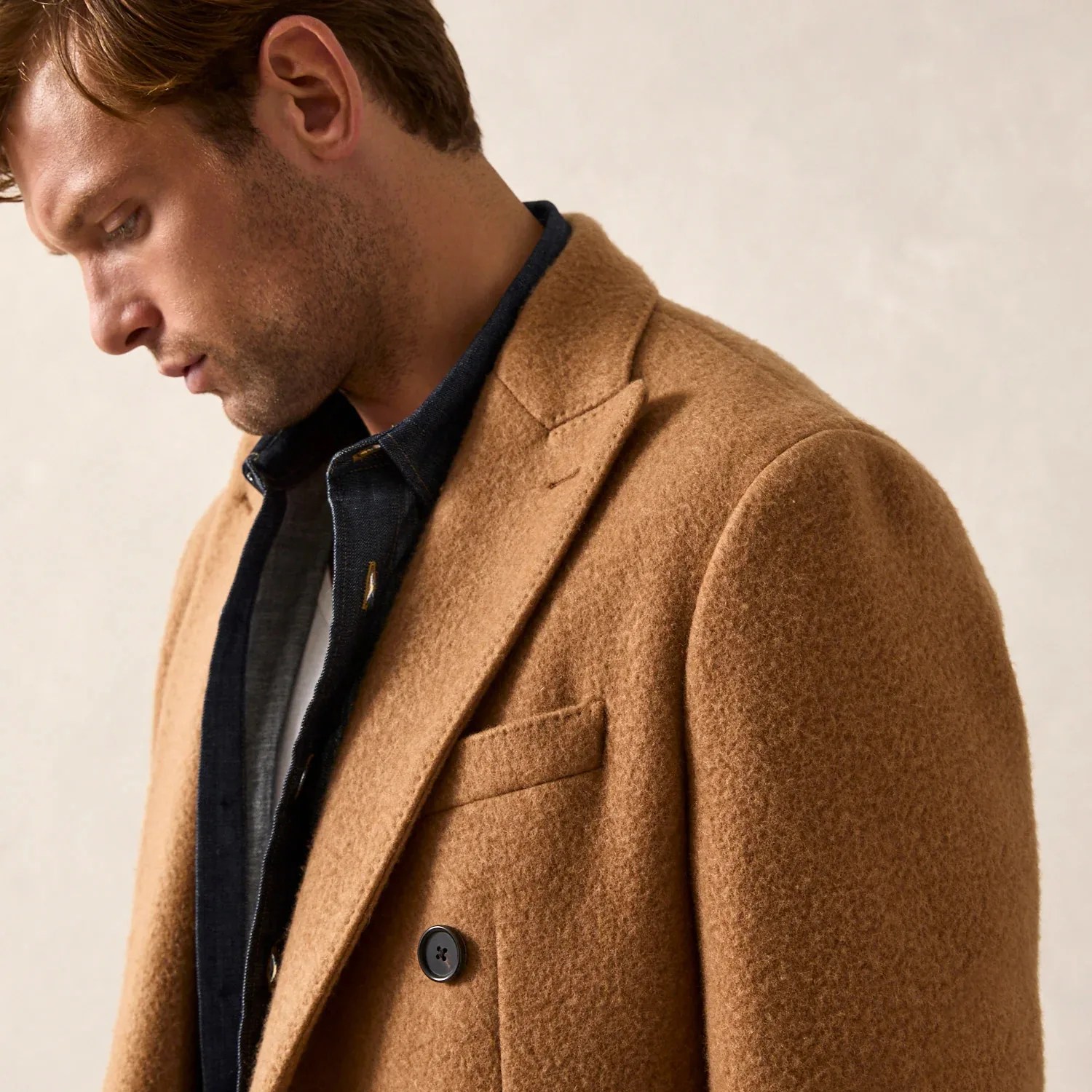 peak lapel wool topcoat