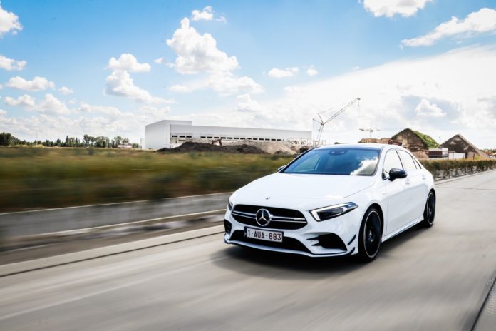 White Mercedes-AMG A35 Sedan