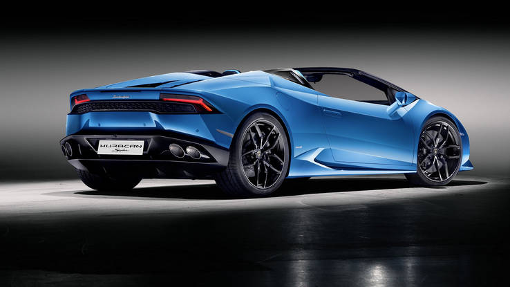 2016 Lamborghini Huracan Spyder LP 610-4 Frankfurt debut rear 3-4